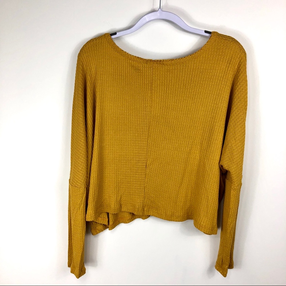 Sadie‎ & Sage golden yellow oversized waffle shirt - Picture 2 of 4